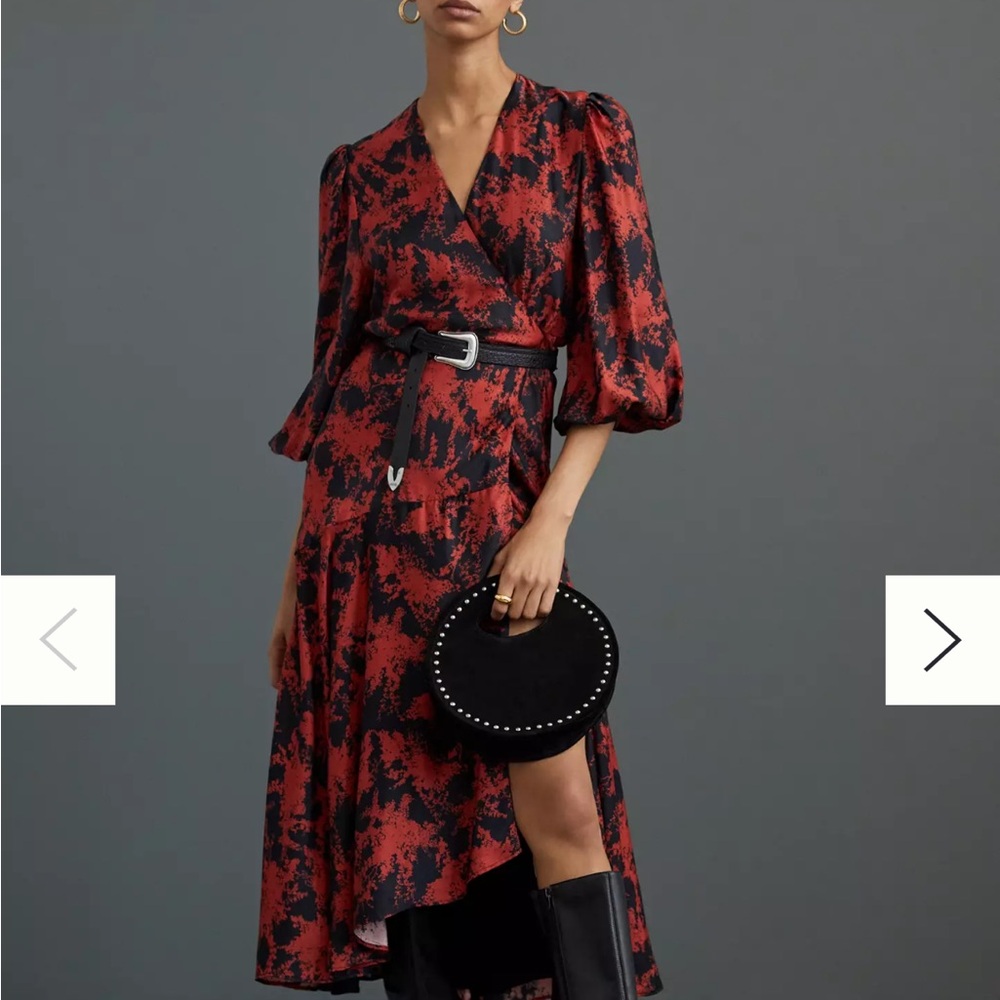 Anthropologie Red and Black High-Low Dress